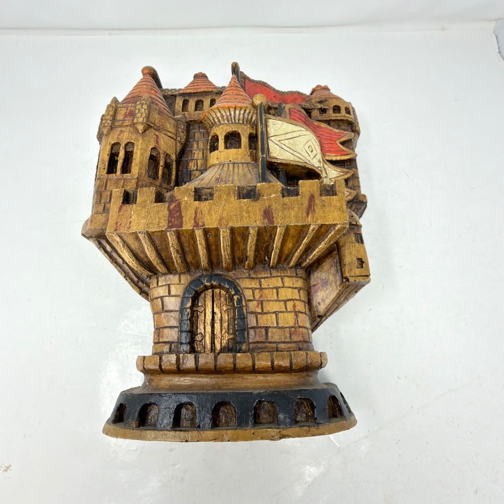 Vanguard Studios Castle Wall Decor 1970 Gold Brown Red Black Gothic Relief Art